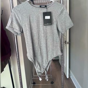 Tshirt style bodysuit thong back with snaps